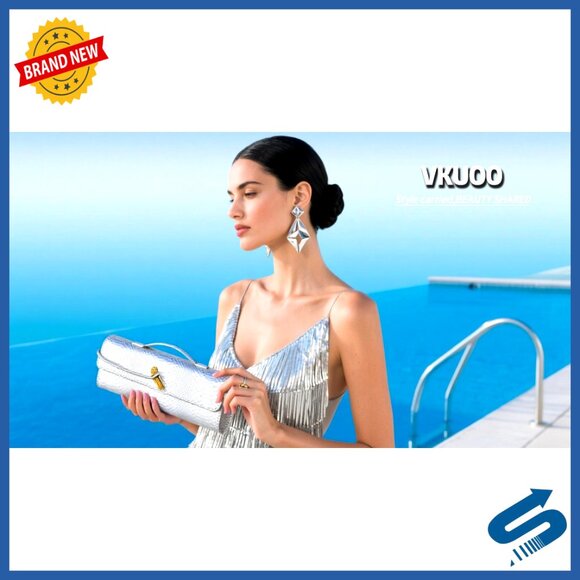 Vegan Leather Top-Handle Clutch with Removable Straps, Evening Bag - Picture 6 of 6